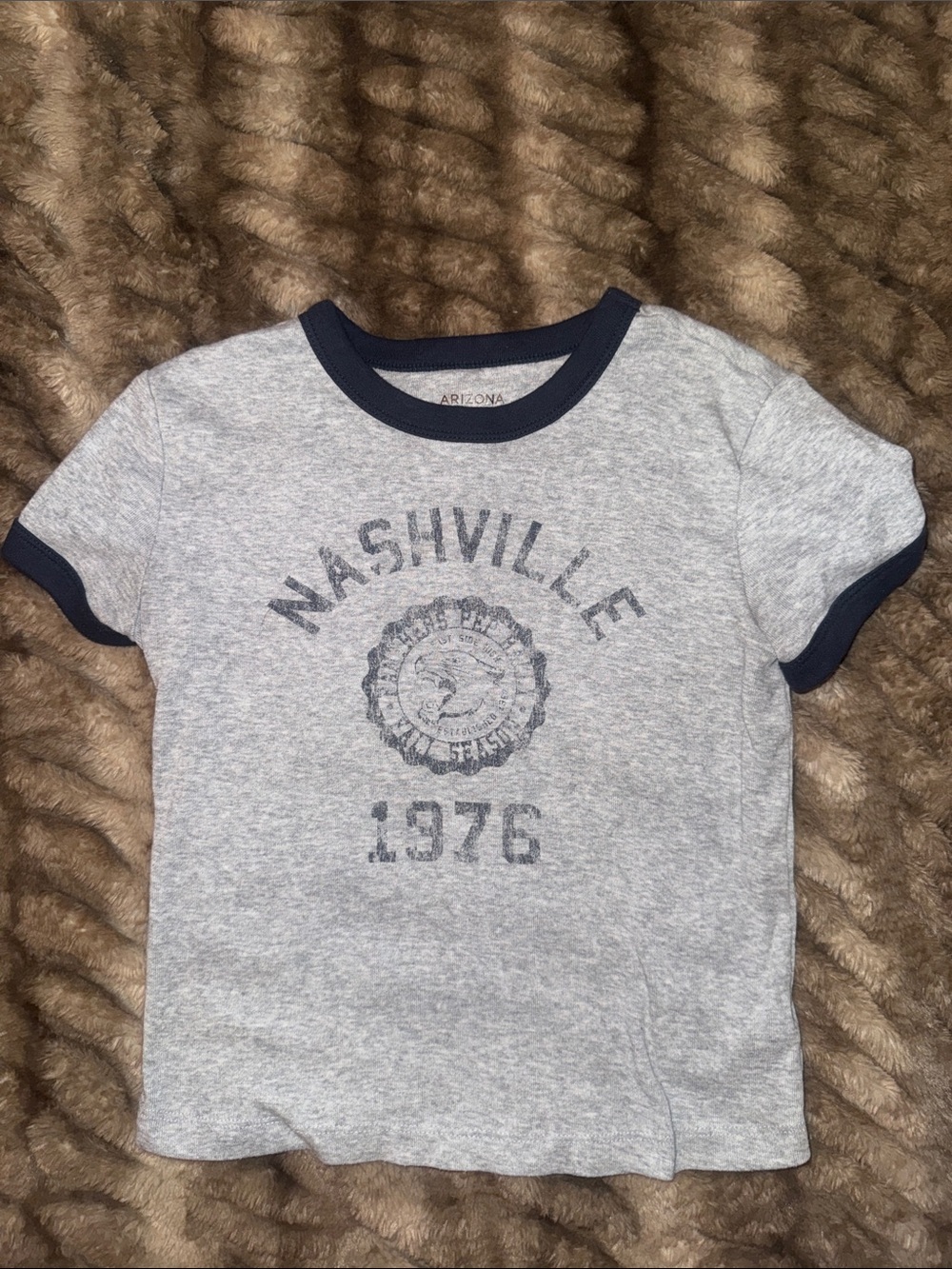 Arizona Jean Company Gray Ringer Tee with Navy Trim - Nashville Graphic
